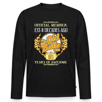 80 ans du 80e anniversaire du Old Balls Club - T-shirt manches longues Premium bio Homme - noir - Devant - Nico (187cm)