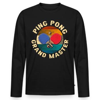 Cool Retro Crossing Raquettes Ping Pong Grand Maître - T-shirt manches longues Premium bio Homme - noir - Devant - Nico (187cm)