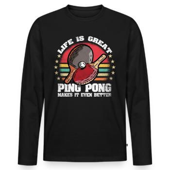 La vie est grande Le ping-pong le rend meilleur ping-pong - T-shirt manches longues Premium bio Homme - noir - Devant - Nico (187cm)