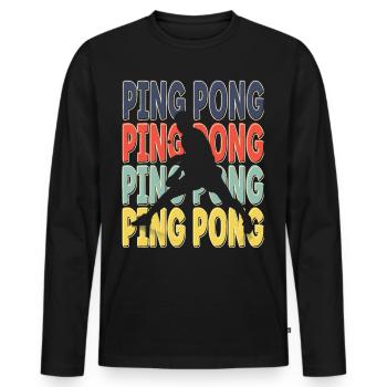 Cool Retro Text Silhouette Ping pong - T-shirt manches longues Premium bio Homme - noir - Devant - Nico (187cm)