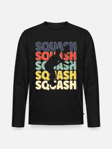 Cool Retro Text Silhouette Squash - Men's Premium Organic Long Sleeve Shirt - black