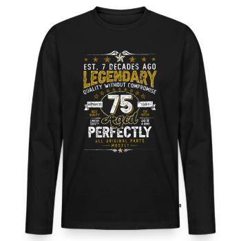 Vintage Legendary - Aged perfectly 75. Geburtstag - Männer Premium Bio Langarmshirt - Schwarz - Vorne - Nico (187cm)
