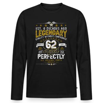 Vintage Légendaire - Vieilli parfaitement 62ème anniversaire - T-shirt manches longues Premium bio Homme - noir - Devant - Nico (187cm)
