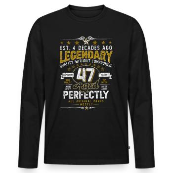 Vintage Légendaire - Vieilli parfaitement 47ème anniversaire - T-shirt manches longues Premium bio Homme - noir - Devant - Nico (187cm)