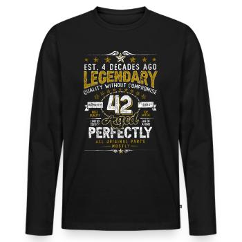 Vintage Légendaire - Vieilli parfaitement 42ème anniversaire - T-shirt manches longues Premium bio Homme - noir - Devant - Nico (187cm)