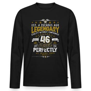 Vintage Légendaire - Vieilli parfaitement 46ème anniversaire - T-shirt manches longues Premium bio Homme - noir - Devant - Nico (187cm)