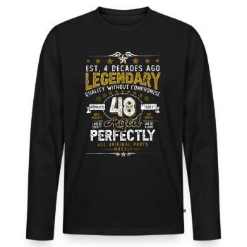 Vintage Légendaire - Vieilli parfaitement 48ème anniversaire - T-shirt manches longues Premium bio Homme - noir - Devant - Nico (187cm)