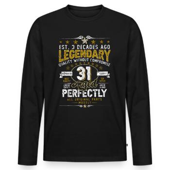 Vintage Legendary - Aged perfectly 31st birthday - Men's Premium Organic Long Sleeve Shirt - black - Front - Nico (187cm)