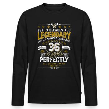 Vintage Légendaire - Vieilli parfaitement 36ème anniversaire - T-shirt manches longues Premium bio Homme - noir - Devant - Nico (187cm)