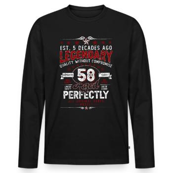 Vintage Légendaire - Vieilli parfaitement 58ème anniversaire - T-shirt manches longues Premium bio Homme - noir - Devant - Nico (187cm)
