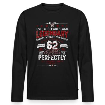 Vintage Légendaire - Vieilli parfaitement 62ème anniversaire - T-shirt manches longues Premium bio Homme - noir - Devant - Nico (187cm)