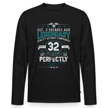 Vintage Légendaire - Vieilli parfaitement 32ème anniversaire - T-shirt manches longues Premium bio Homme - noir - Devant - Nico (187cm)