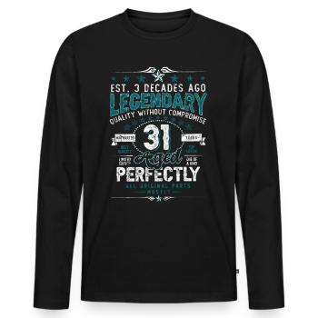 Vintage Legendary - Aged perfectly 31st birthday - Men's Premium Organic Long Sleeve Shirt - black - Front - Nico (187cm)