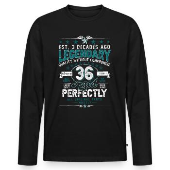 Vintage Légendaire - Vieilli parfaitement 36ème anniversaire - T-shirt manches longues Premium bio Homme - noir - Devant - Nico (187cm)