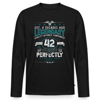 Vintage Légendaire - Vieilli parfaitement 42ème anniversaire - T-shirt manches longues Premium bio Homme - noir - Devant - Nico (187cm)