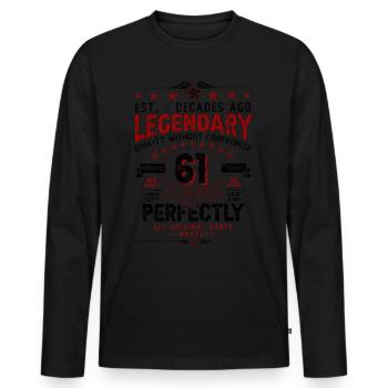 Vintage Légendaire - Vieilli parfaitement 61ème anniversaire - T-shirt manches longues Premium bio Homme - noir - Devant - Nico (187cm)