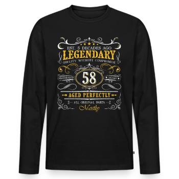 Vintage Légendaire - Vieilli parfaitement 58ème anniversaire - T-shirt manches longues Premium bio Homme - noir - Devant - Nico (187cm)