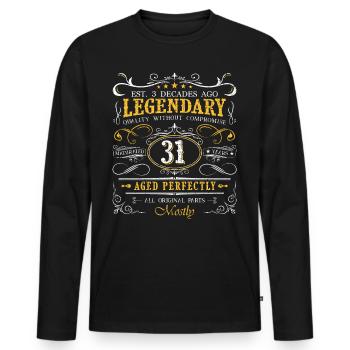 Vintage Légendaire - Vieilli parfaitement 31ème anniversaire - T-shirt manches longues Premium bio Homme - noir - Devant - Nico (187cm)