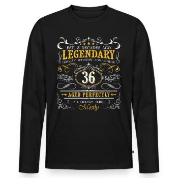 Vintage Légendaire - Vieilli parfaitement 36ème anniversaire - T-shirt manches longues Premium bio Homme - noir - Devant - Nico (187cm)
