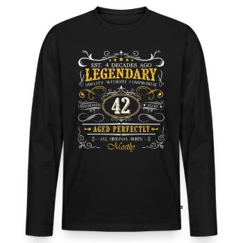 Vintage Légendaire - Vieilli parfaitement 42ème anniversaire - T-shirt manches longues Premium bio Homme - noir - Devant - Nico (187cm)
