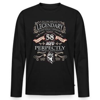 Vintage Légendaire - Vieilli parfaitement 58ème anniversaire - T-shirt manches longues Premium bio Homme - noir - Devant - Nico (187cm)