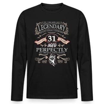 Vintage Légendaire - Vieilli parfaitement 31ème anniversaire - T-shirt manches longues Premium bio Homme - noir - Devant - Nico (187cm)
