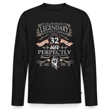 Vintage Légendaire - Vieilli parfaitement 32ème anniversaire - T-shirt manches longues Premium bio Homme - noir - Devant - Nico (187cm)