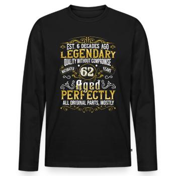 Vintage Légendaire - Vieilli parfaitement 62ème anniversaire - T-shirt manches longues Premium bio Homme - noir - Devant - Nico (187cm)