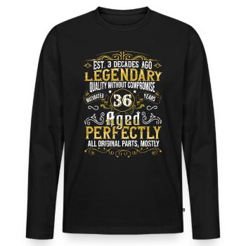 Vintage Légendaire - Vieilli parfaitement 36ème anniversaire - T-shirt manches longues Premium bio Homme - noir - Devant - Nico (187cm)