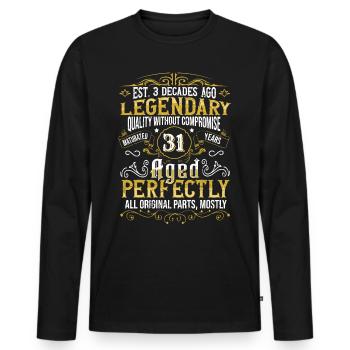 Vintage Legendary - Aged perfectly 31st birthday - Men's Premium Organic Long Sleeve Shirt - black - Front - Nico (187cm)