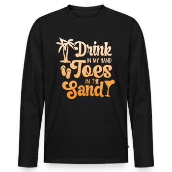 Boire dans mes orteils dans le sable Beach Holiday - T-shirt manches longues Premium bio Homme - noir - Devant - Nico (187cm)