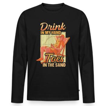 Boire dans mes orteils dans le sable Beach Holiday - T-shirt manches longues Premium bio Homme - noir - Devant - Nico (187cm)