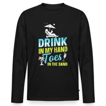 Boire dans mes orteils dans le sable Beach Holiday - T-shirt manches longues Premium bio Homme - noir - Devant - Nico (187cm)