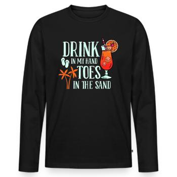 Boire dans mes orteils dans le sable Beach Holiday - T-shirt manches longues Premium bio Homme - noir - Devant - Nico (187cm)