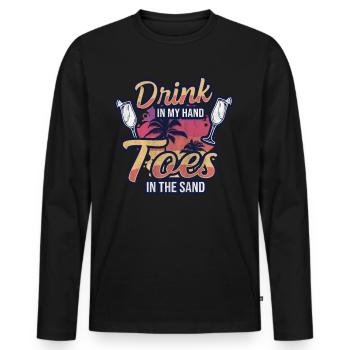 Boire dans mes orteils dans le sable Beach Holiday - T-shirt manches longues Premium bio Homme - noir - Devant - Nico (187cm)