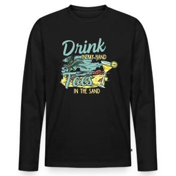 Boire dans mes orteils dans le sable Beach Holiday - T-shirt manches longues Premium bio Homme - noir - Devant - Nico (187cm)