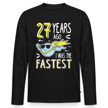 Il y a 27 ans, j’étais le 27e anniversaire le plus rapide - T-shirt manches longues Premium bio Homme - noir - Devant - Nico (187cm)