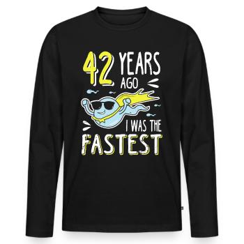 42 Years Ago I Was The Fastest 42. Geburtstag - Männer Premium Bio Langarmshirt - Schwarz - Vorne - Nico (187cm)