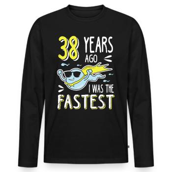 Il y a 38 ans, j’étais le 38e anniversaire le plus rapide - T-shirt manches longues Premium bio Homme - noir - Devant - Nico (187cm)