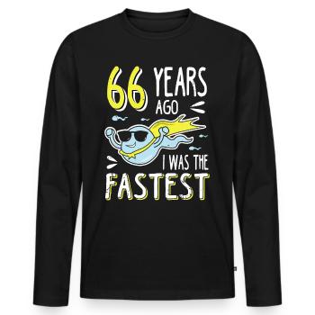 66 Years Ago I Was The Fastest 66. Geburtstag - Männer Premium Bio Langarmshirt - Schwarz - Vorne - Nico (187cm)
