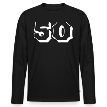50 Years Number 50 Anniversary - Men's Premium Organic Long Sleeve Shirt - black - Front - Nico (187cm)