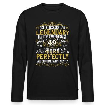 Vintage Légendaire - Vieilli parfaitement 49ème anniversaire - T-shirt manches longues Premium bio Homme - noir - Devant - Nico (187cm)