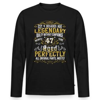 Vintage Légendaire - Vieilli parfaitement 47ème anniversaire - T-shirt manches longues Premium bio Homme - noir - Devant - Nico (187cm)
