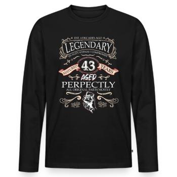 Vintage Légendaire - Vieilli parfaitement 43ème anniversaire - T-shirt manches longues Premium bio Homme - noir - Devant - Nico (187cm)