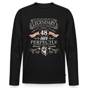 Vintage Légendaire - Vieilli parfaitement 48ème anniversaire - T-shirt manches longues Premium bio Homme - noir - Devant - Nico (187cm)