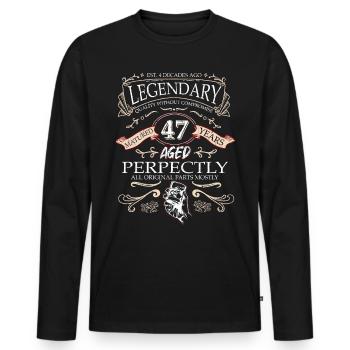 Vintage Légendaire - Vieilli parfaitement 47ème anniversaire - T-shirt manches longues Premium bio Homme - noir - Devant - Nico (187cm)