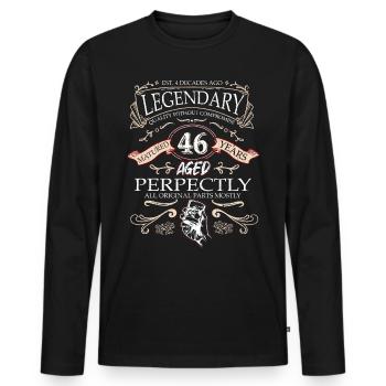 Vintage Légendaire - Vieilli parfaitement 46ème anniversaire - T-shirt manches longues Premium bio Homme - noir - Devant - Nico (187cm)