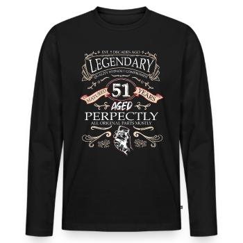 Vintage Légendaire - Vieilli parfaitement 51ème anniversaire - T-shirt manches longues Premium bio Homme - noir - Devant - Nico (187cm)