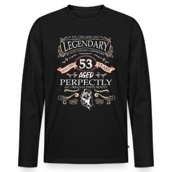 Vintage Légendaire - Vieilli parfaitement 53ème anniversaire - T-shirt manches longues Premium bio Homme - noir - Devant - Nico (187cm)