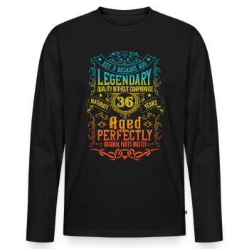 Vintage Légendaire - Vieilli parfaitement 36ème anniversaire - T-shirt manches longues Premium bio Homme - noir - Devant - Nico (187cm)
